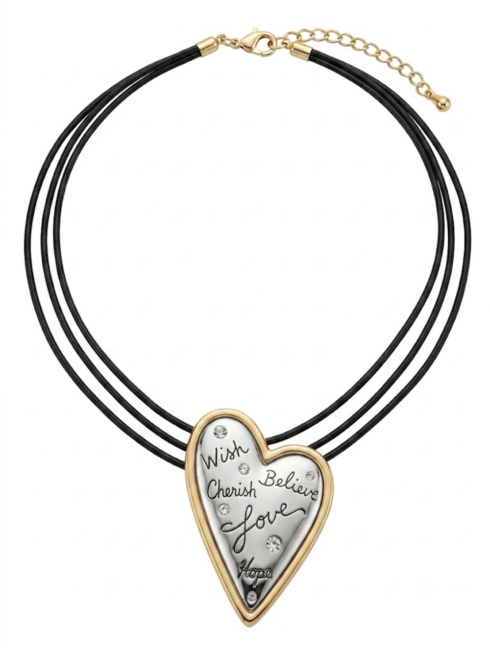 CHICO’S Triple Strand Inspirational Heart Necklace